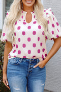 Polka Dot Puff Sleeve Blouse