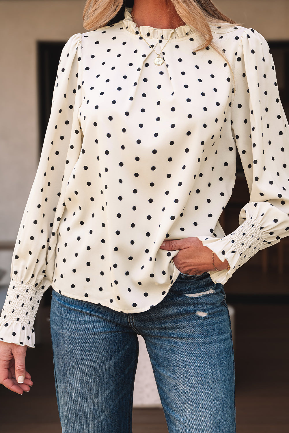 Polka Dot Sleeve Blouse