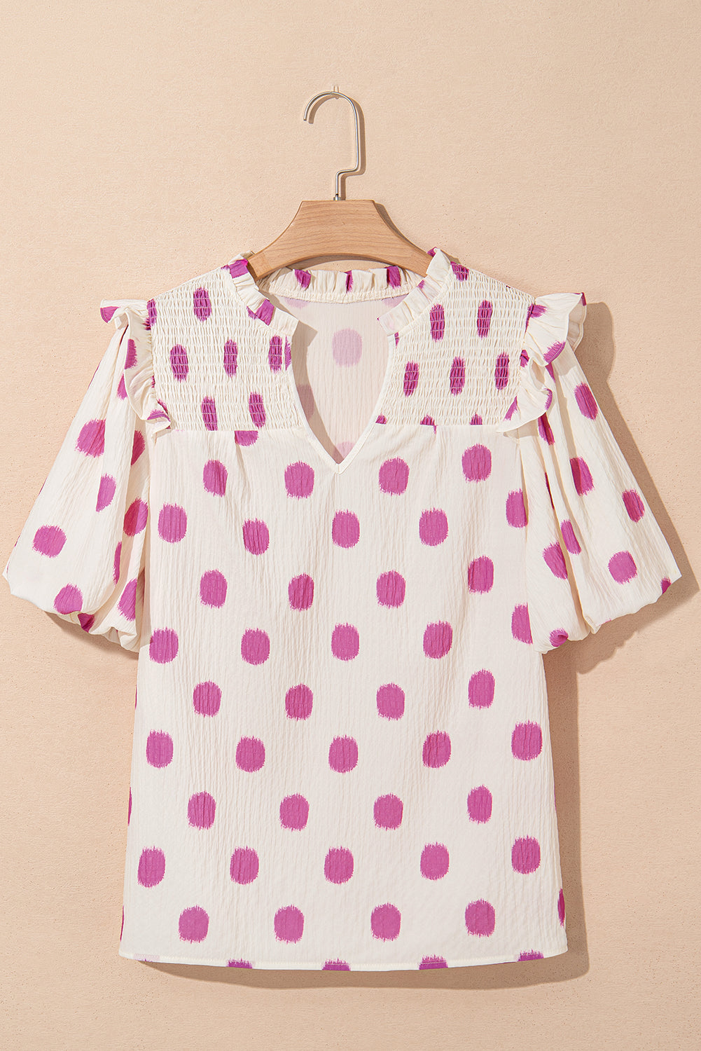 Polka Dot Puff Sleeve Blouse