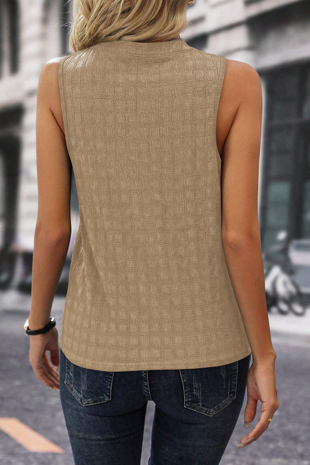Split Textured Tank Top