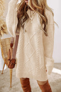 Textured Shoulder Loose Fit Sweater Dress