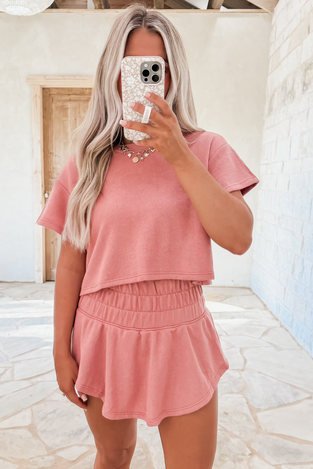 Cropped Tee and Ruffle Skort Set