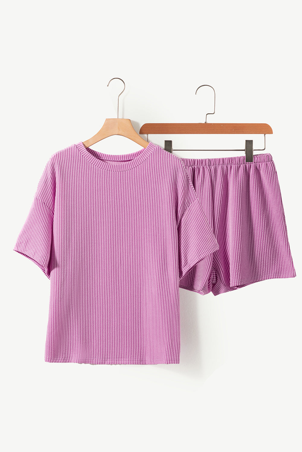 Ribbed Textured Top and Shorts Set