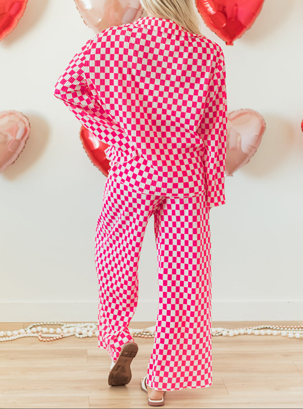 Pink Checkered Pajama Set