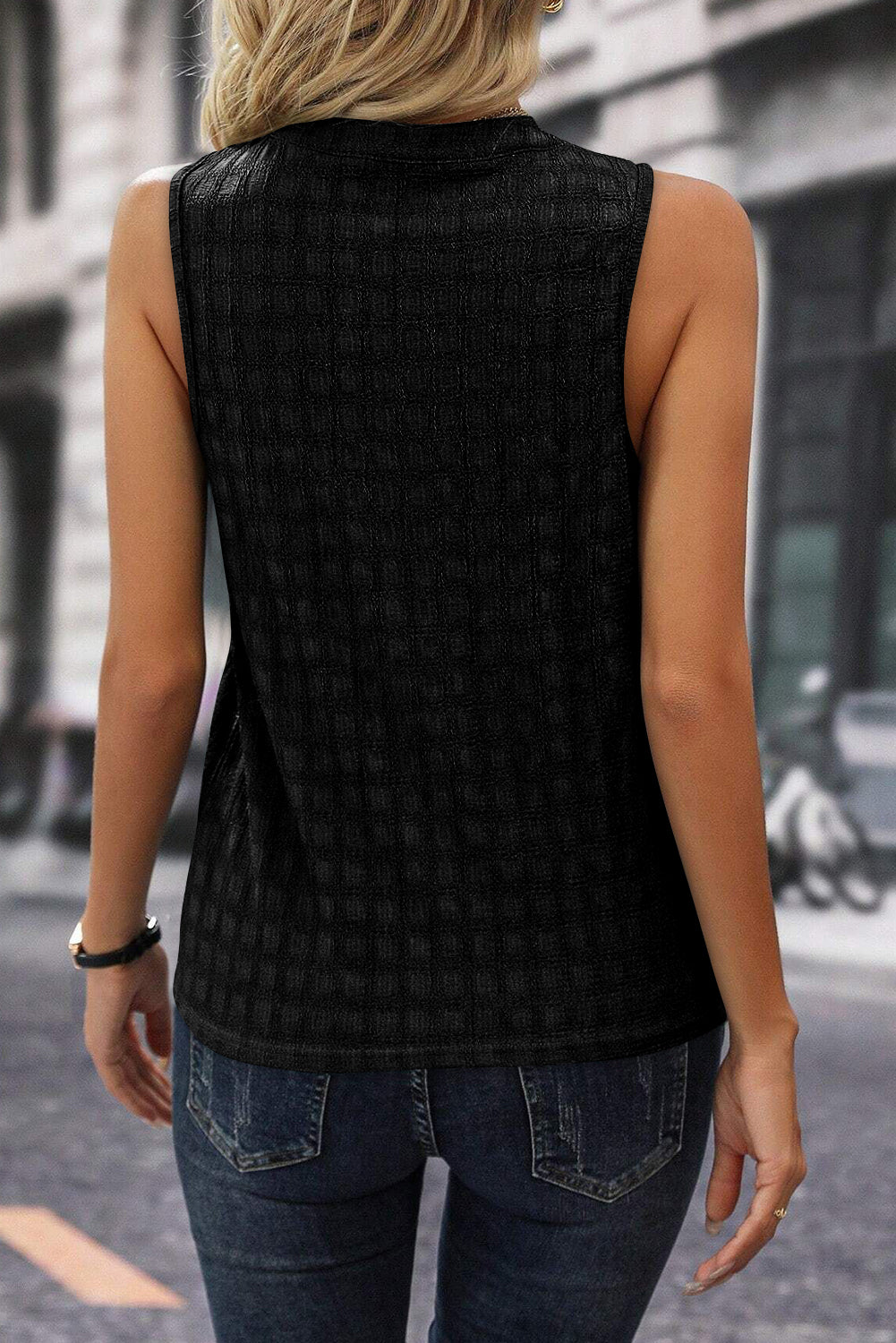 Split Textured Tank Top