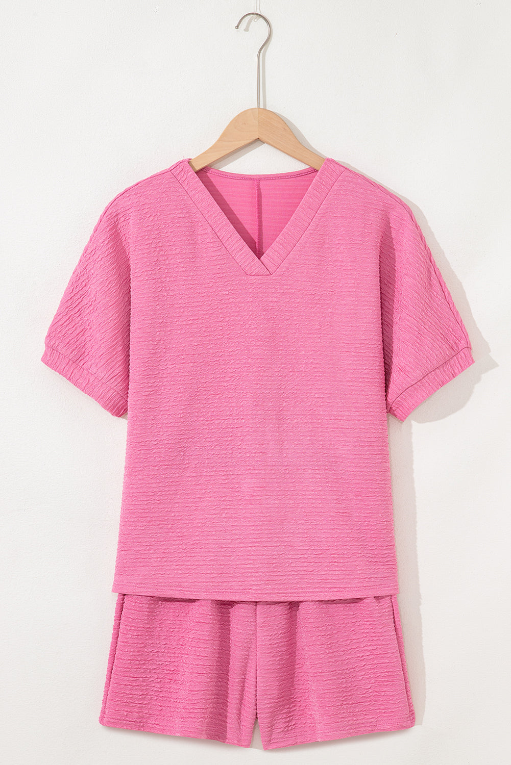 2 Piece Textured V Neck Set