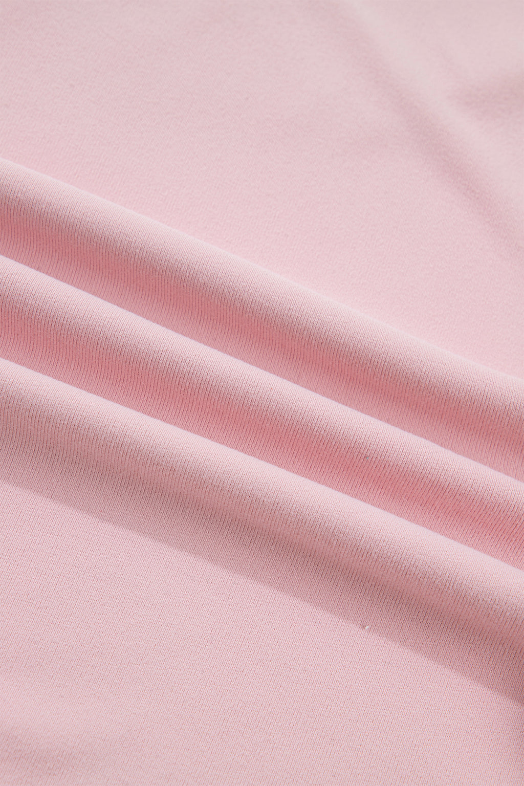 Light Pink Solid Color Bow Textured Patchwork Long Sleeve Tee