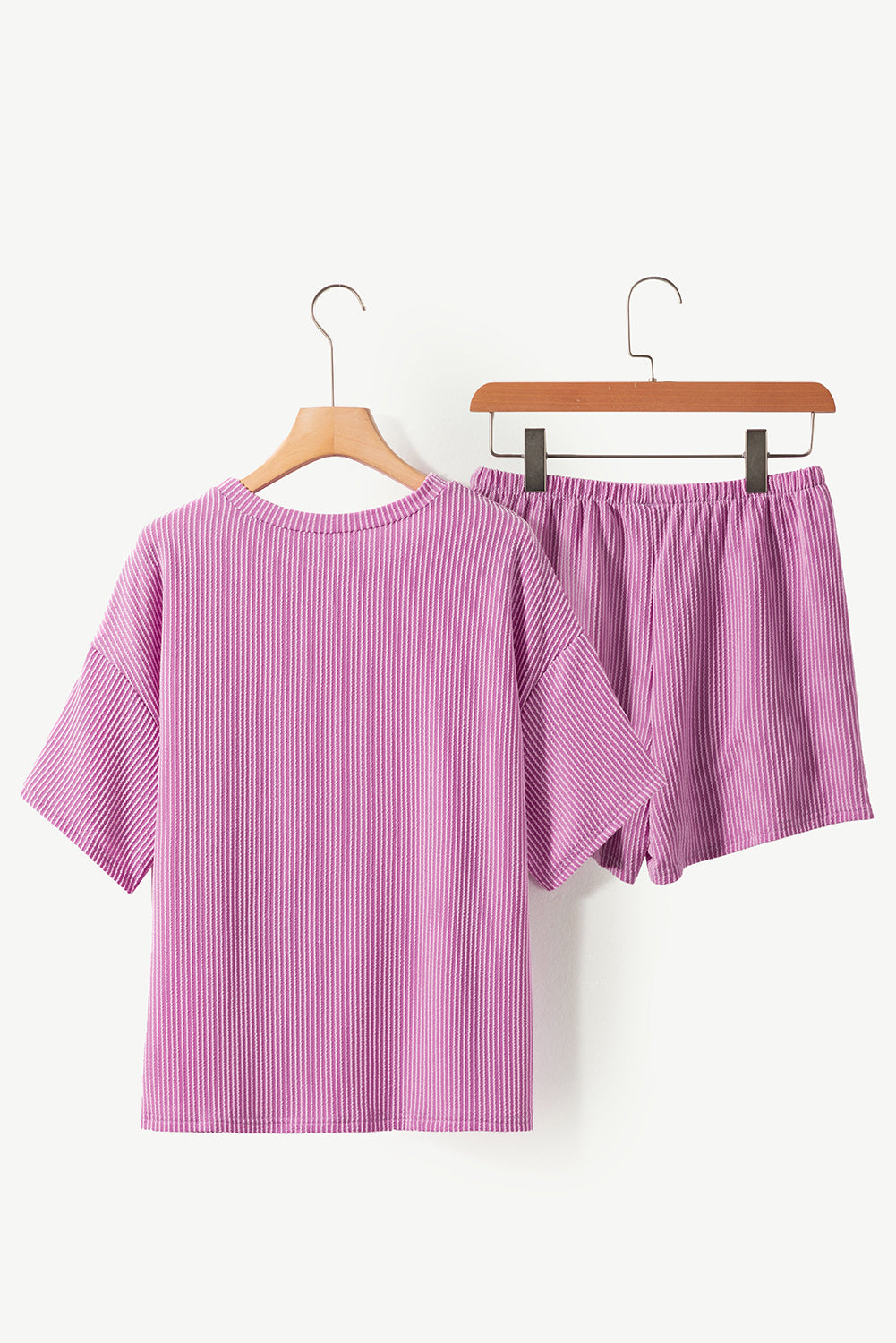 Ribbed Textured Top and Shorts Set