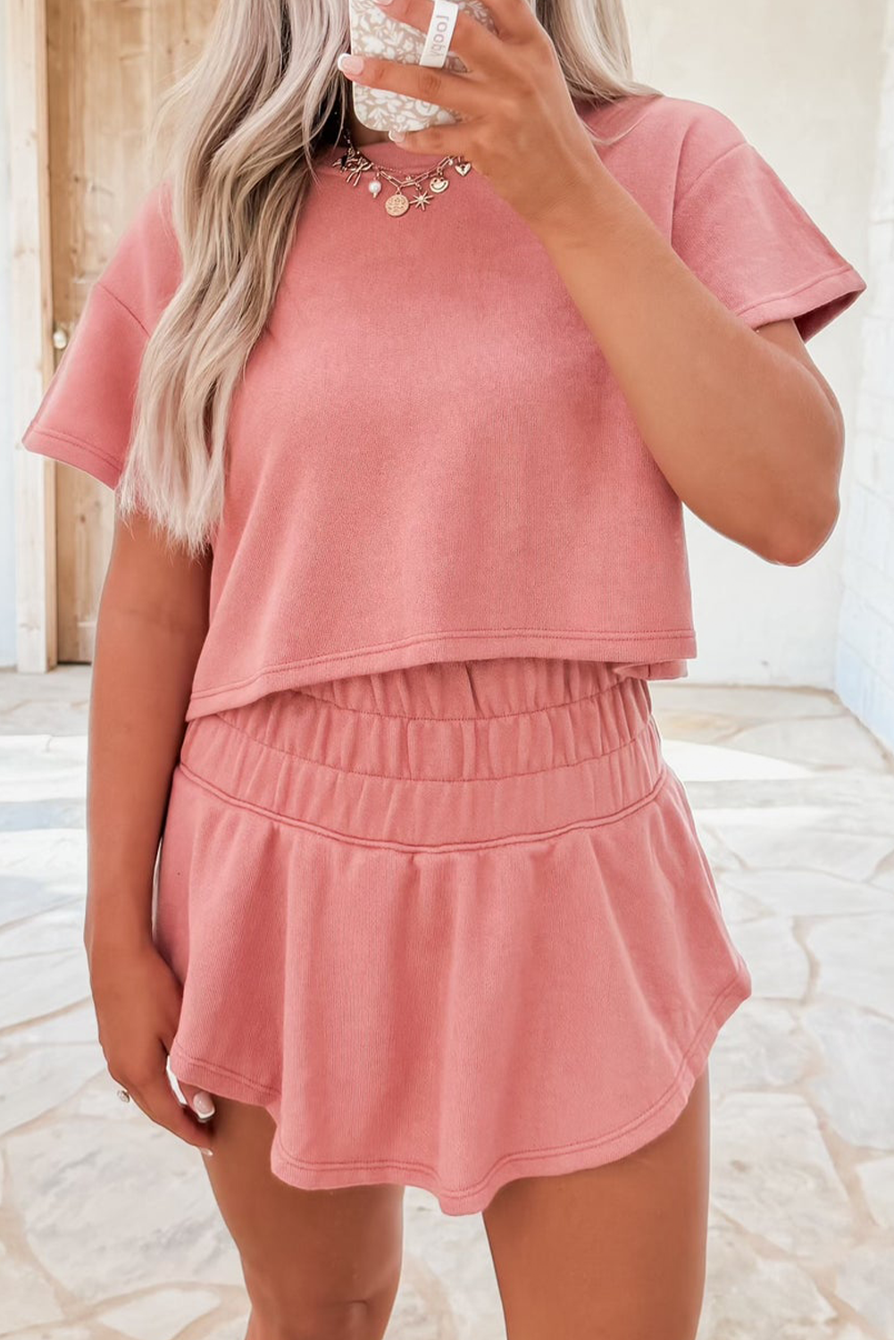 Cropped Tee and Ruffle Skort Set