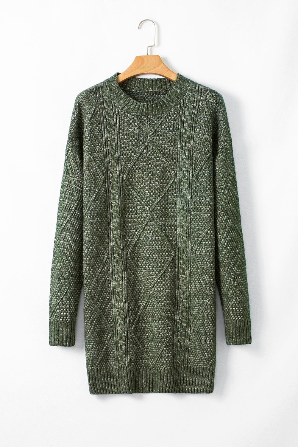 Textured Shoulder Loose Fit Sweater Dress