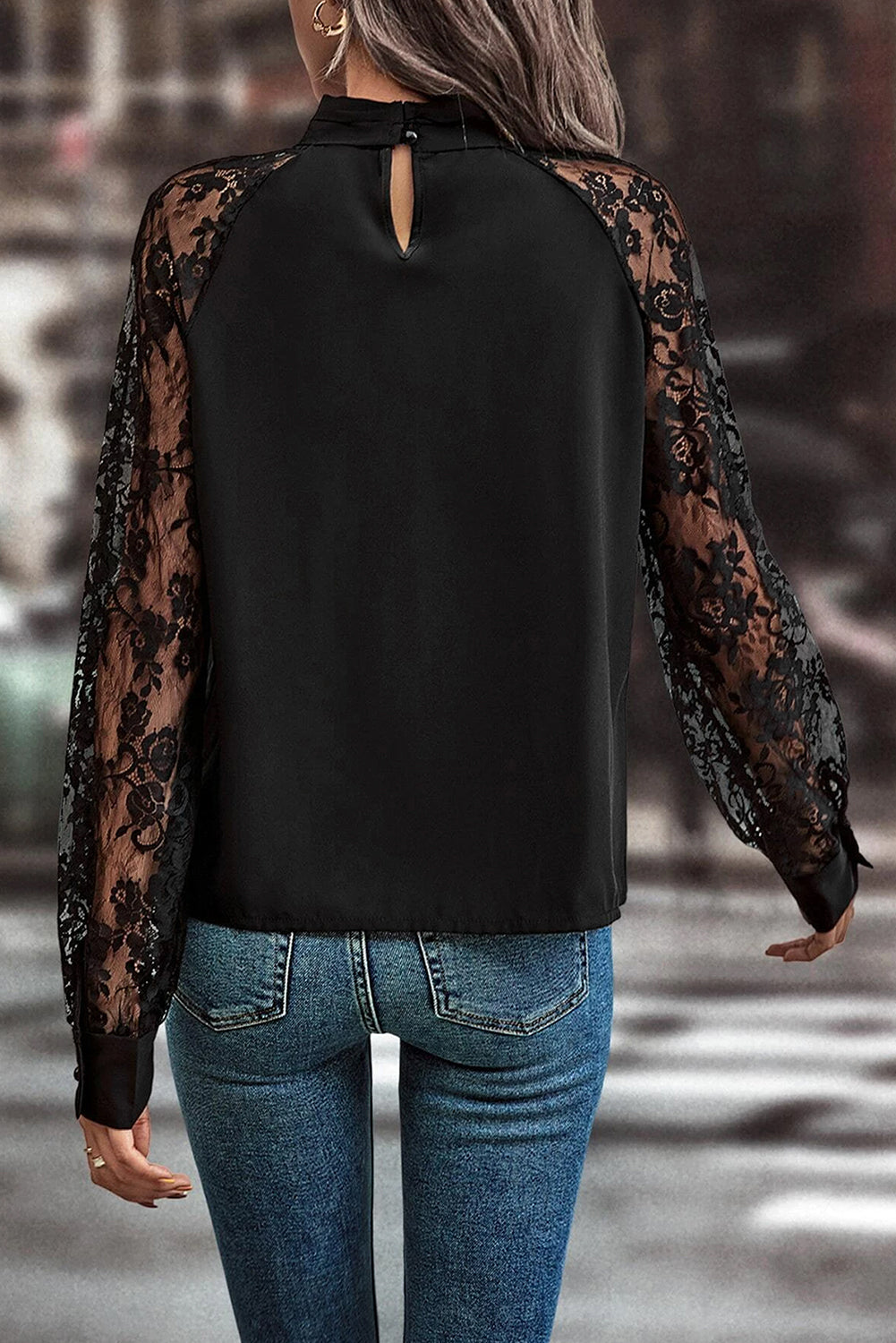 Floral Lace Sleeve Blouse