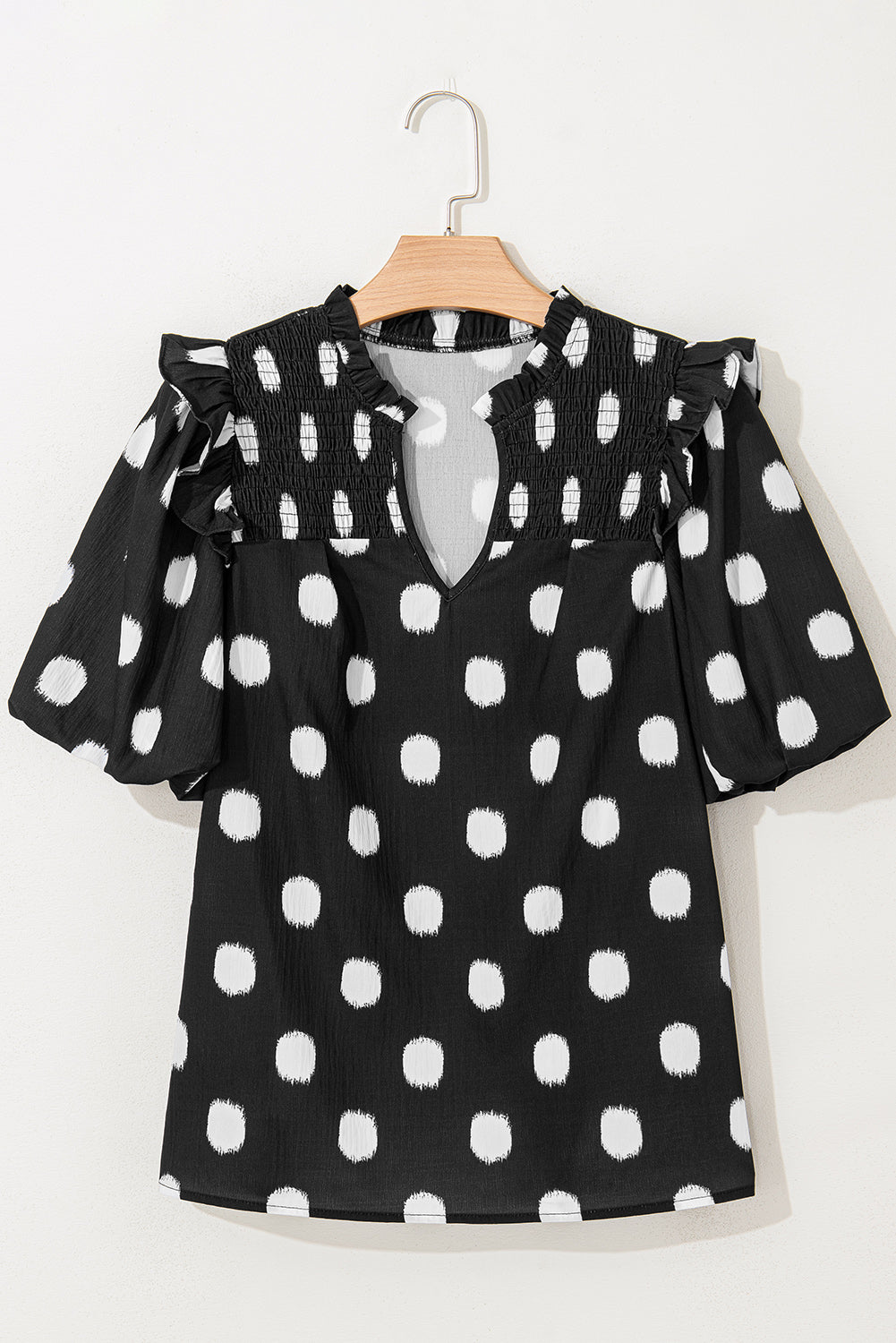 Polka Dot Puff Sleeve Blouse